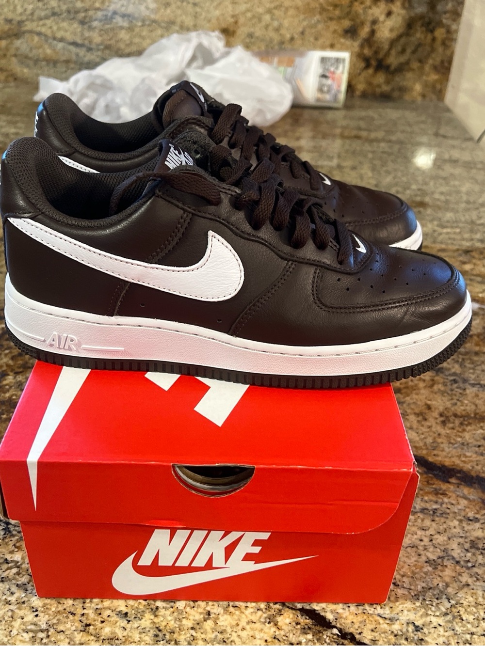 Nike Low-Top Sneakers — Brown with White Swoosh Size 8
